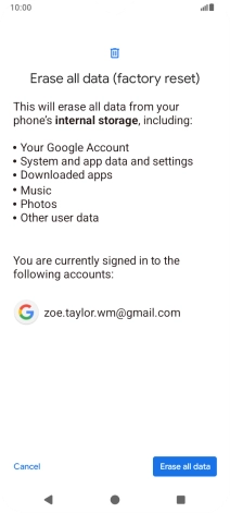 Press Erase all data.