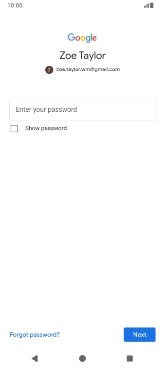Press Enter your password and key in the password for your Google account.