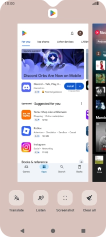 To end one running application, slide your finger upwards on the required application.