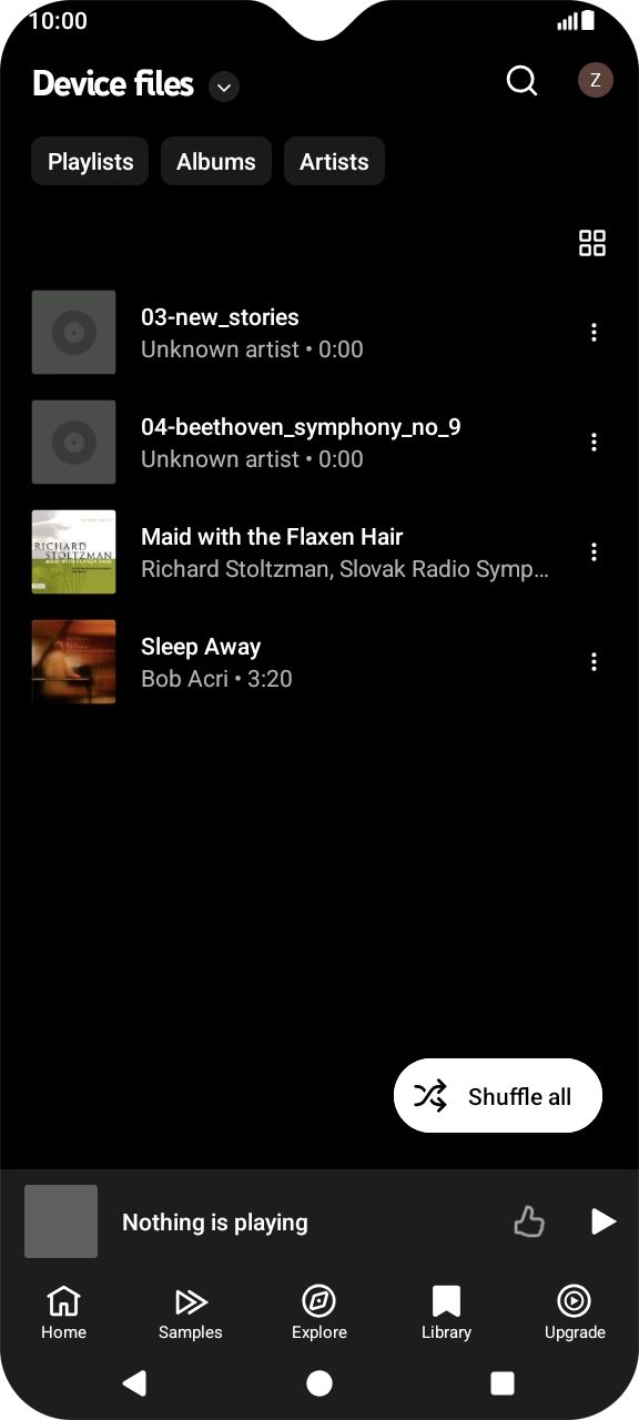 Press the required audio file.