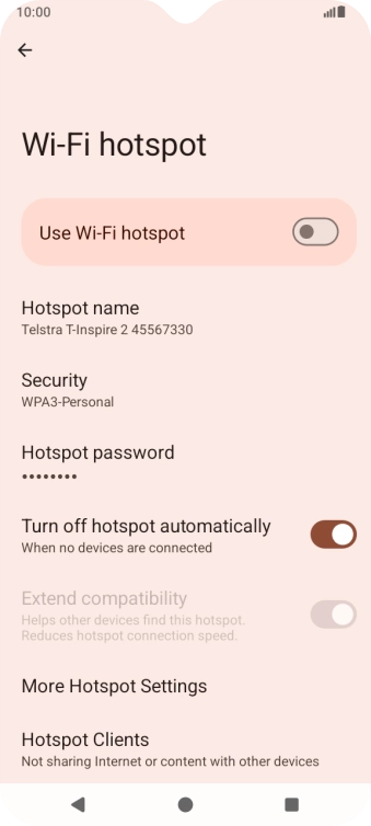 Press Hotspot password and key in the required password.