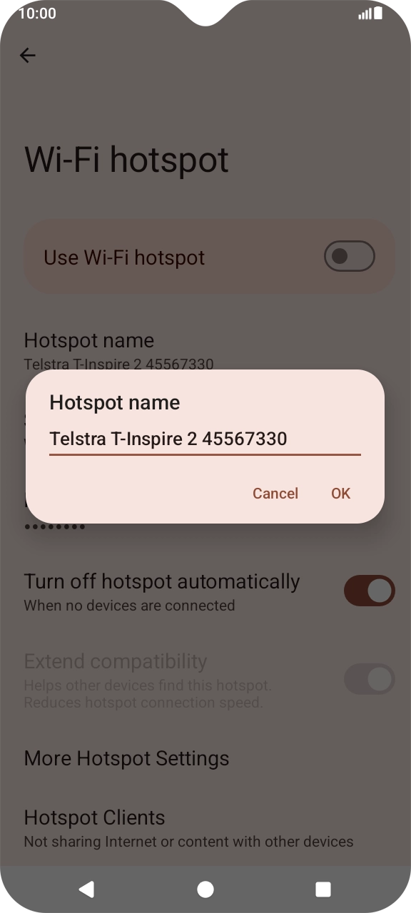 Key in the required Wi-Fi hotspot name and press OK.
