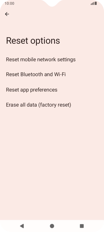 Press Erase all data (factory reset).