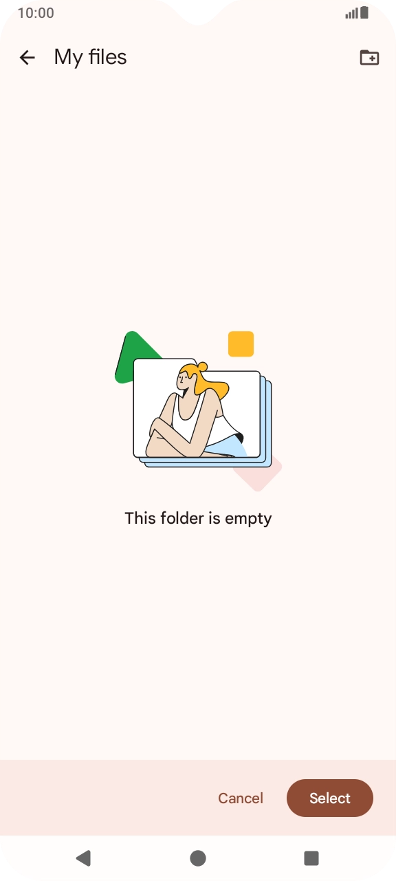 To create a new folder, press the new folder icon and follow the instructions on the screen to create a new folder.