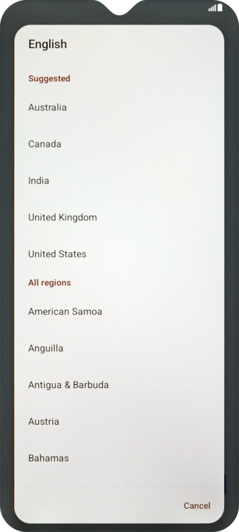 Press the required region.