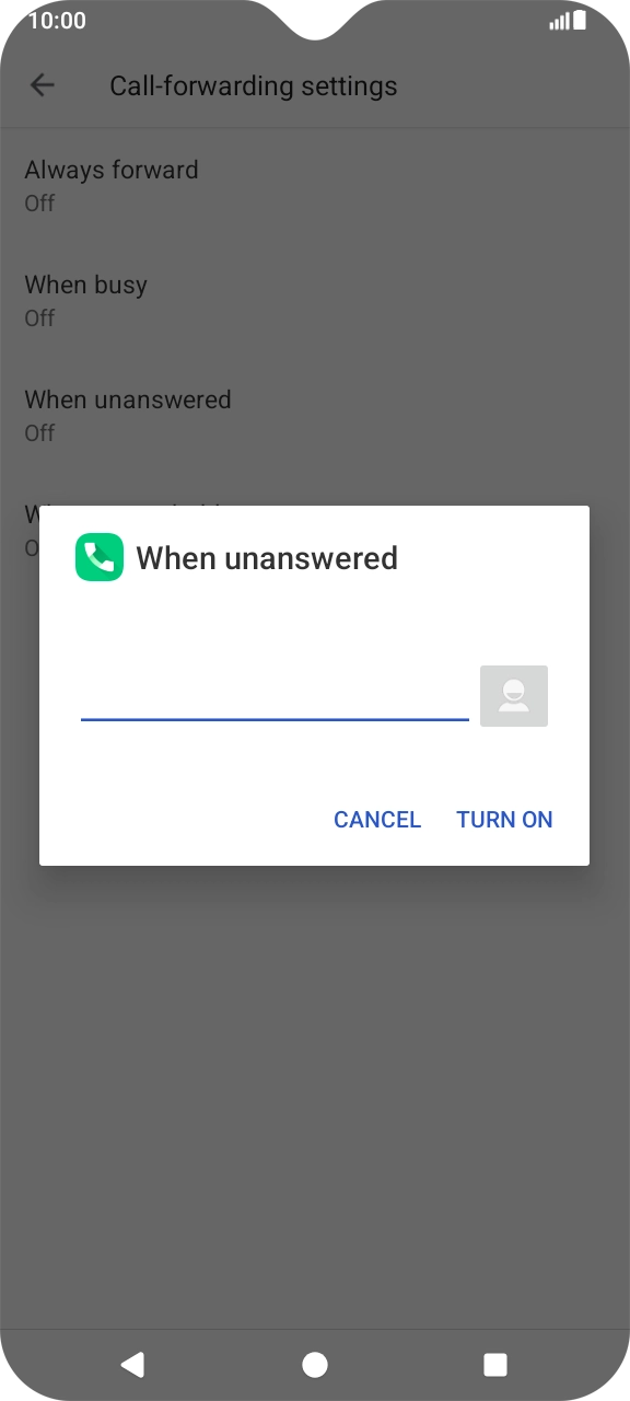 Key in +61101 and press TURN ON.
