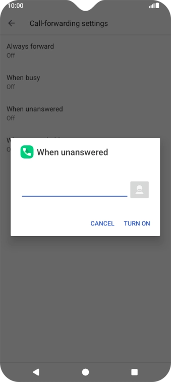 Key in +61101 and press TURN ON.