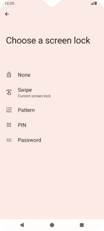 Press the required phone lock code and follow the instructions on the screen to create the selected phone lock code.