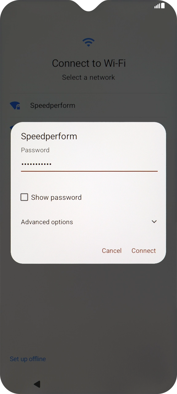 Key in the password for the Wi-Fi network and press Connect.