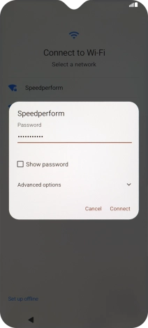 Key in the password for the Wi-Fi network and press Connect.