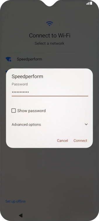Key in the password for the Wi-Fi network and press Connect.
