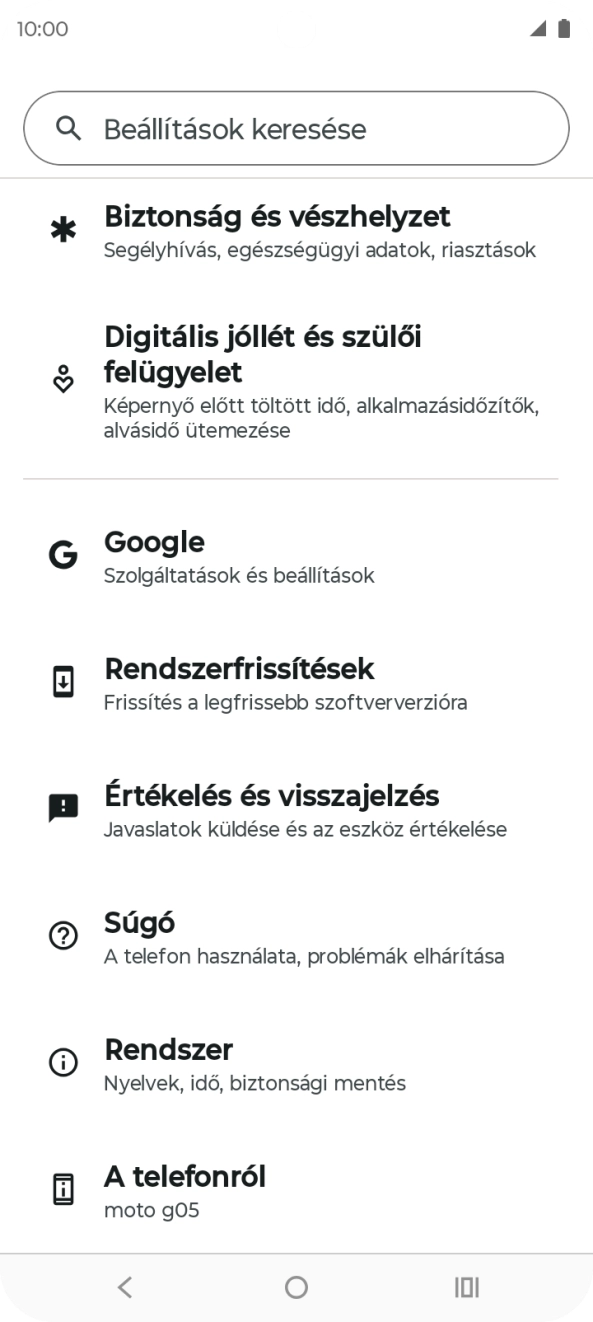 Válaszd a Rendszer lehetőséget.