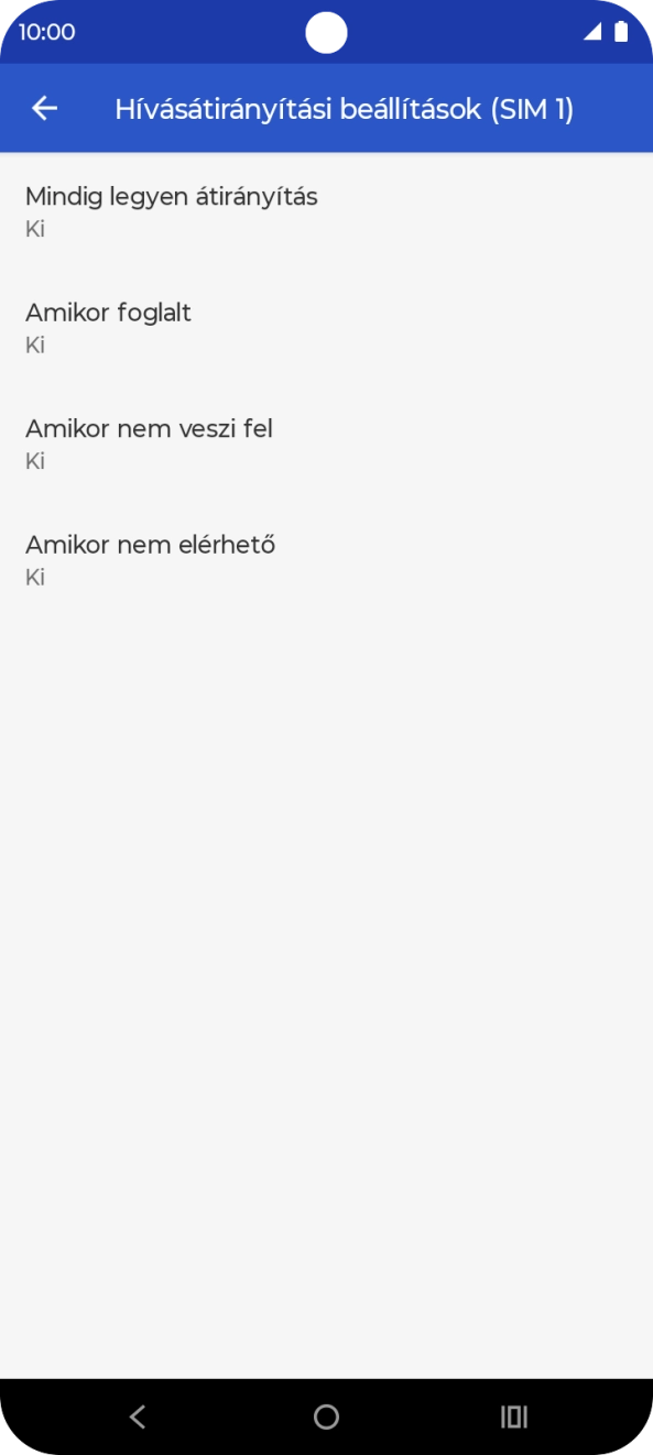 Kattints a kívánt hívásátirányítás-típusra.