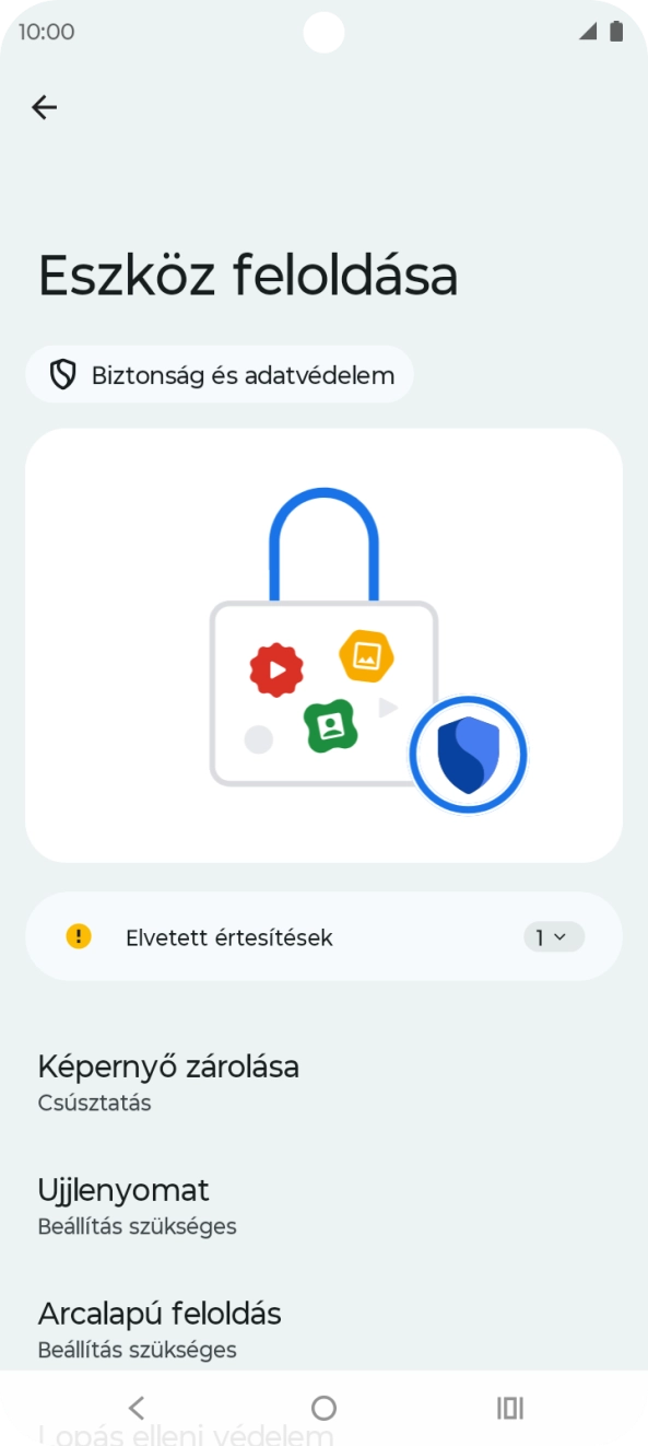 Válaszd az Ujjlenyomat lehetőséget.