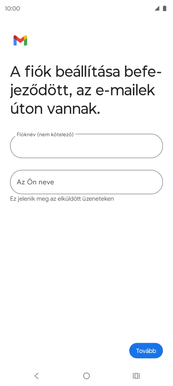 Kattints a „Fióknév (nem kötelező)” alatti mezőre, és írd be az e-mail-fiók kívánt nevét.