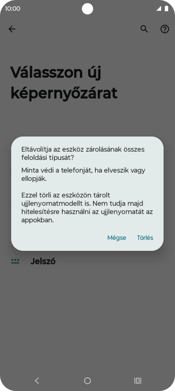 Válaszd a Törlés lehetőséget.