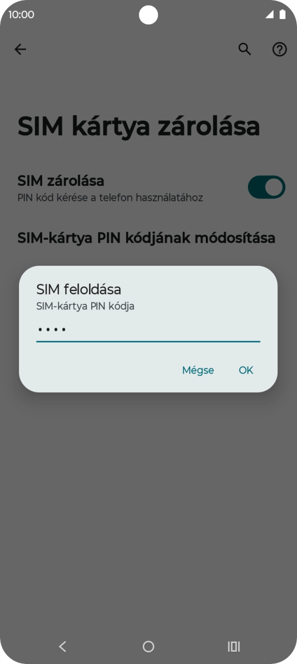 Írd be a PIN-kódot, és válaszd az OK lehetőséget.