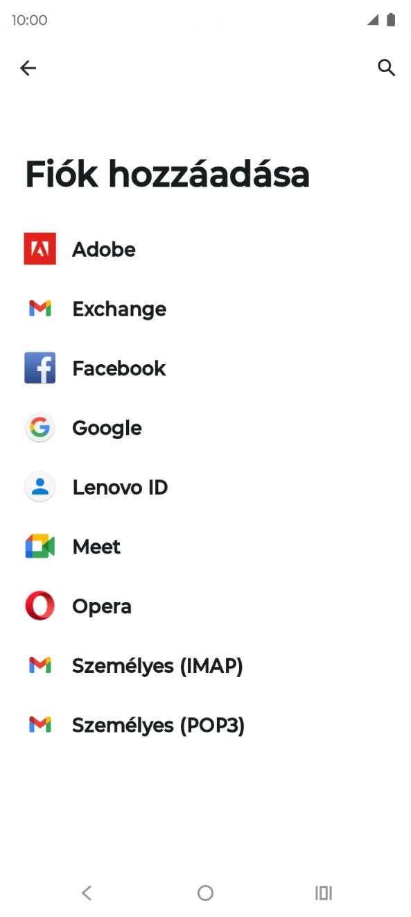 Válaszd a Google lehetőséget.