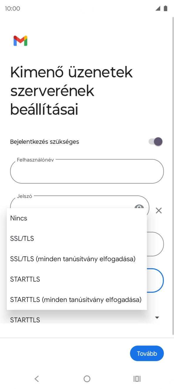 Válaszd az SSL/TLS lehetőséget.