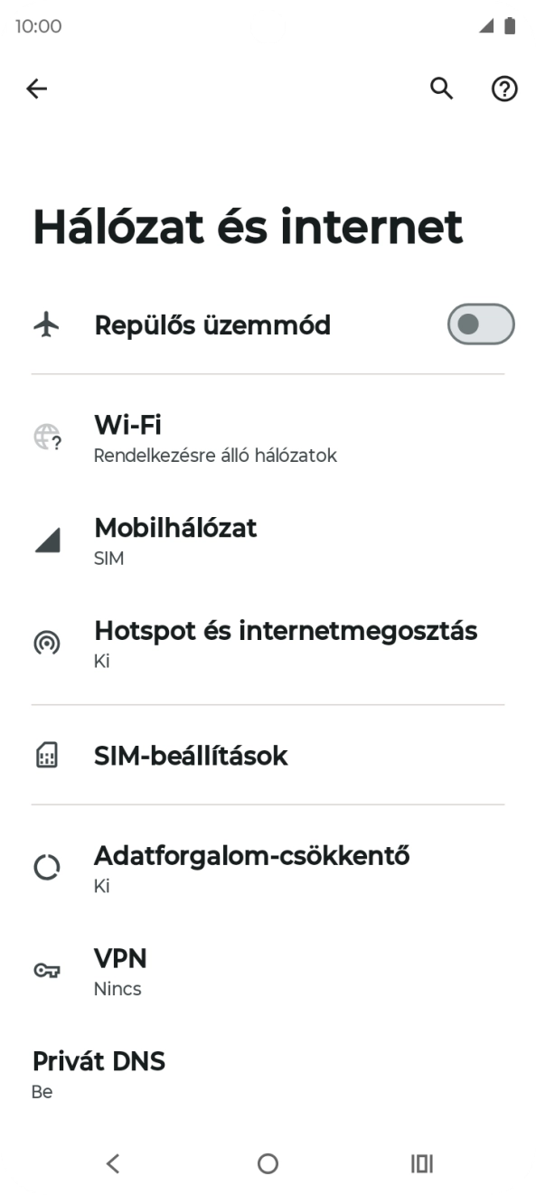 Válaszd a Mobilhálózat lehetőséget.
