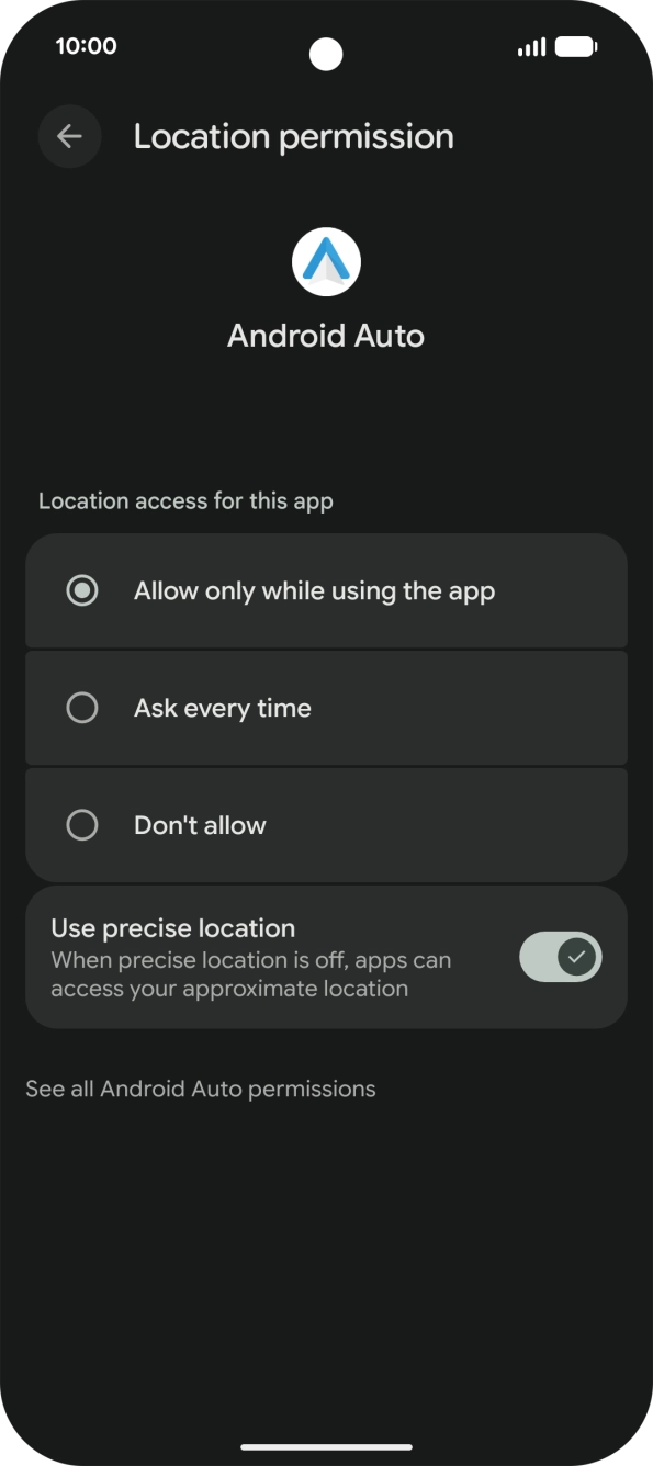 Press the required setting. Press the required setting.