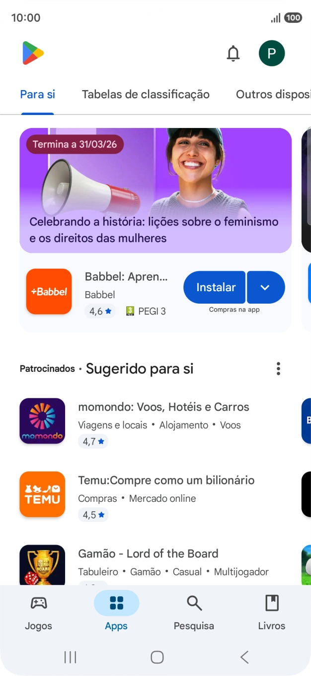 Prima o ícone de perfil.