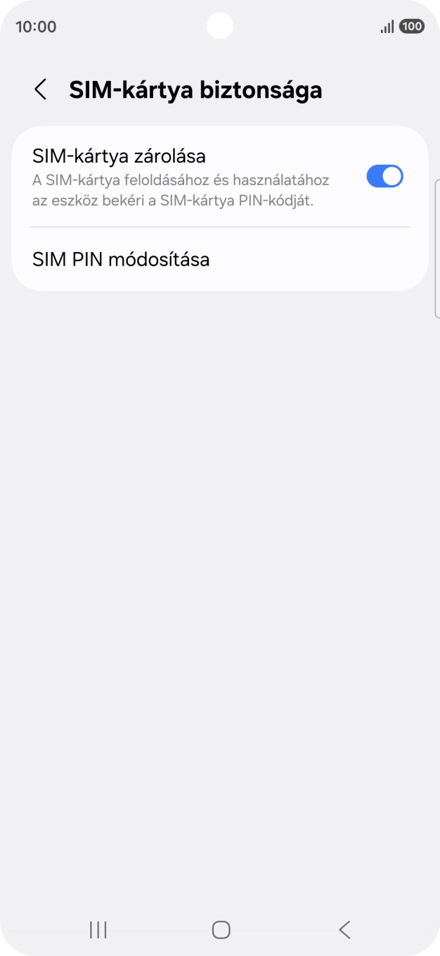 Kattints a „SIM-kártya zárolása” melletti csúszkára a funkció be- vagy kikapcsolásához.