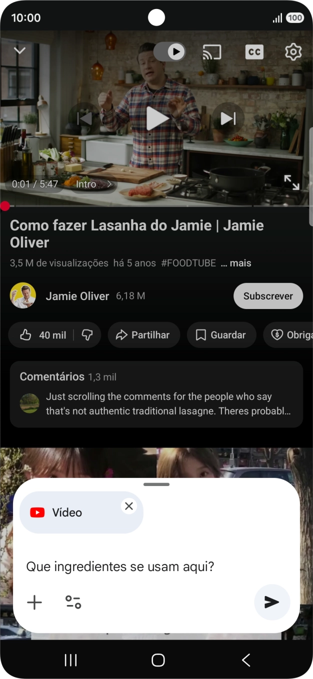 Siga as indicações no ecrã para escrever ou ditar a pergunta pretendida para o vídeo.