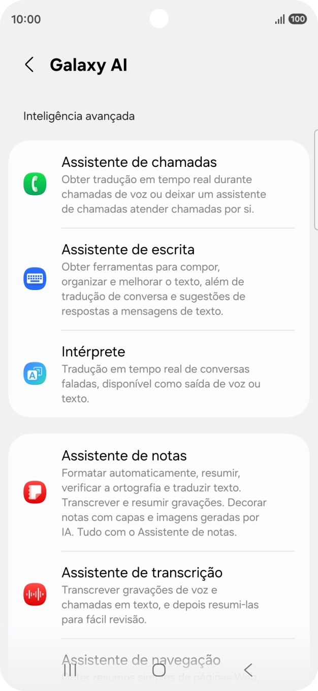 Diversos exemplos de utilização da IA Galaxysão agora mostrados no ecrã.