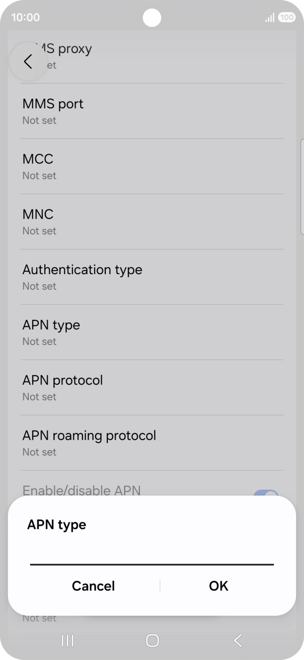 Key in default and press OK. Key in default and press OK.
