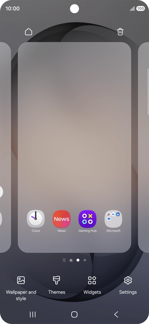 Press the remove icon to remove the home screen page.