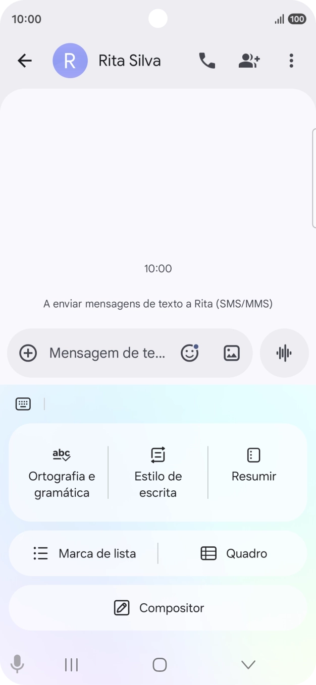 Para gerar um texto, prima Compositor e siga as indicações no ecrã, para utilizar a função.