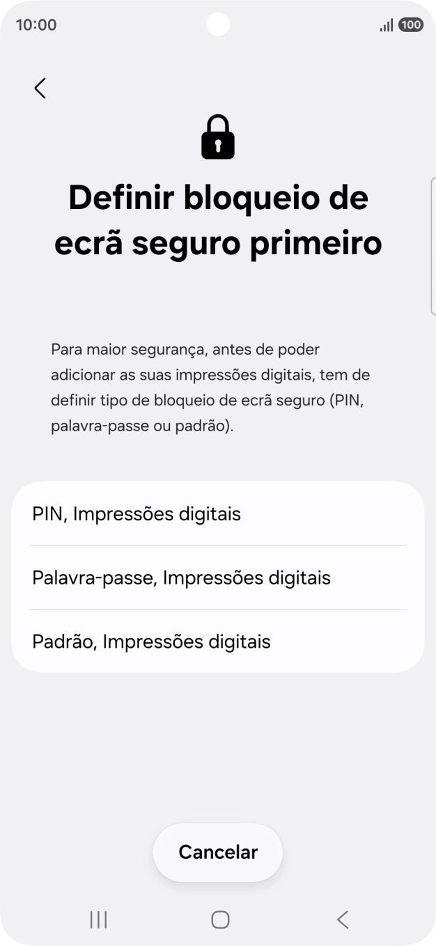 Prima o código de bloqueio do telefone pretendido e siga as indicações no ecrã para estabelecer um código de bloqueio adicional.
