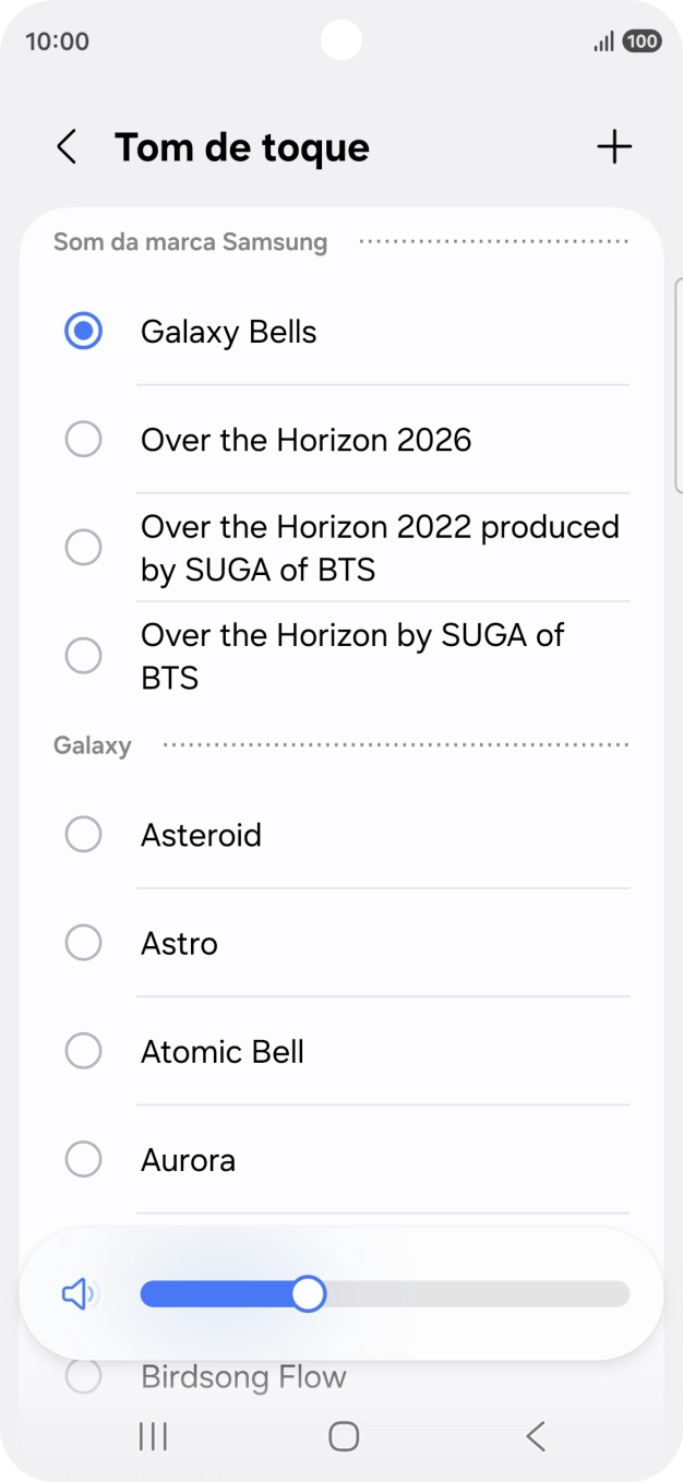 Prima os tons de toque pretendidos para os ouvir.
