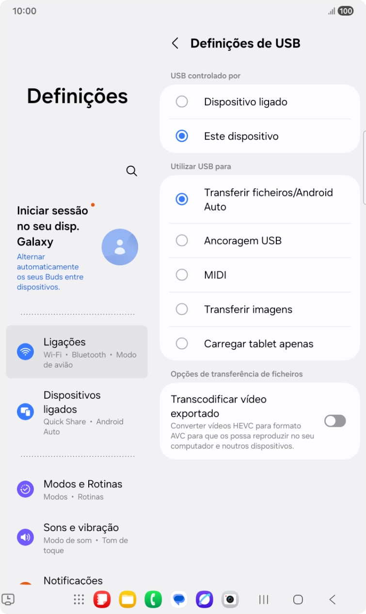 Prima Transferir ficheiros/Android Auto.