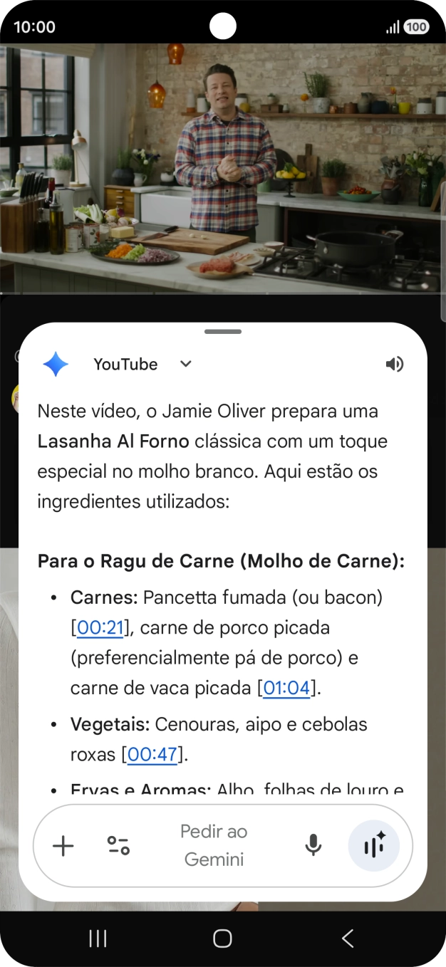 A resposta da Gemini à sua pergunta é agora mostrada no ecrã.