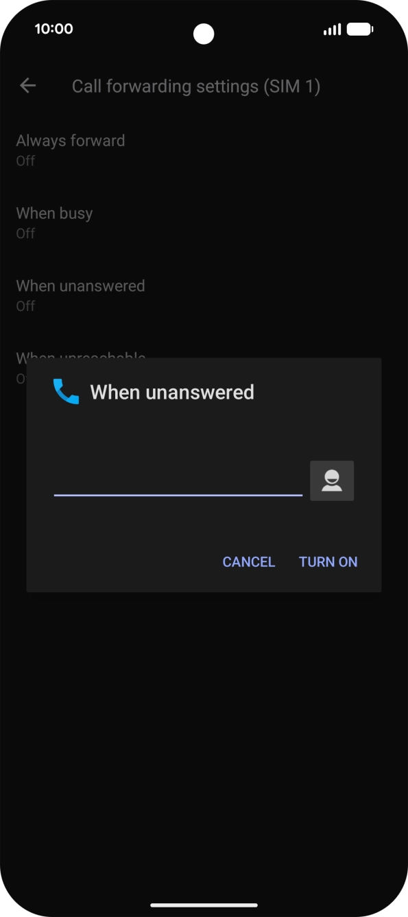 Key in +61101 and press TURN ON.