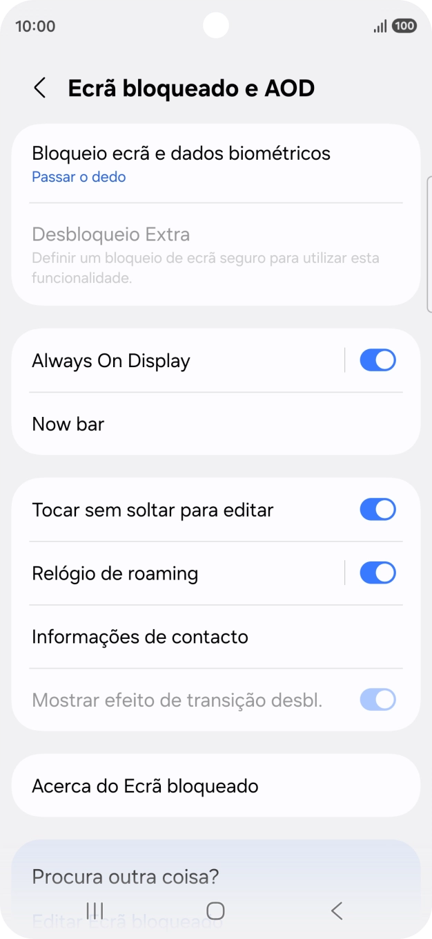 Prima Bloqueio ecrã e dados biométricos.