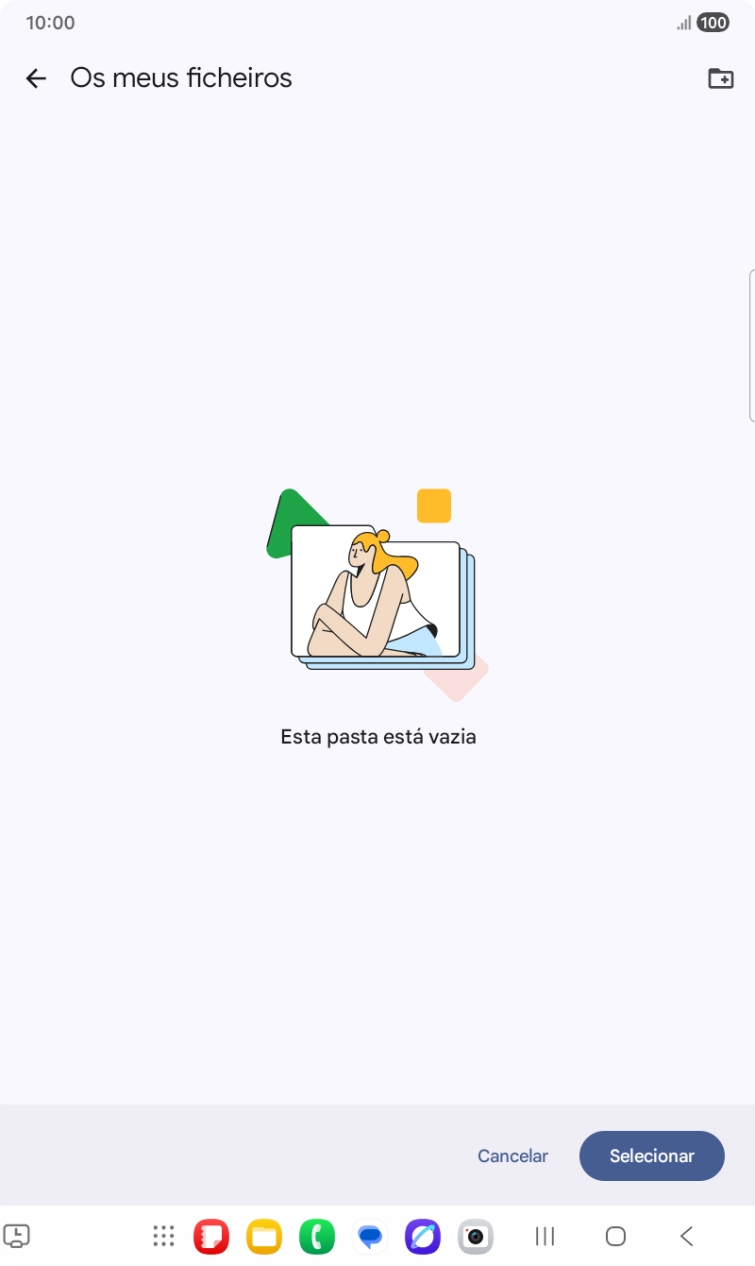 Se quiser criar uma nova pasta, prima o ícone de nova pasta e siga as indicações no ecrã para criar uma nova pasta.