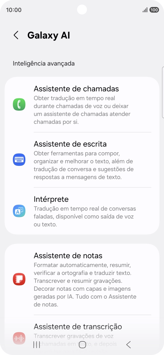 Diversos exemplos de utilização da IA Galaxysão agora mostrados no ecrã.