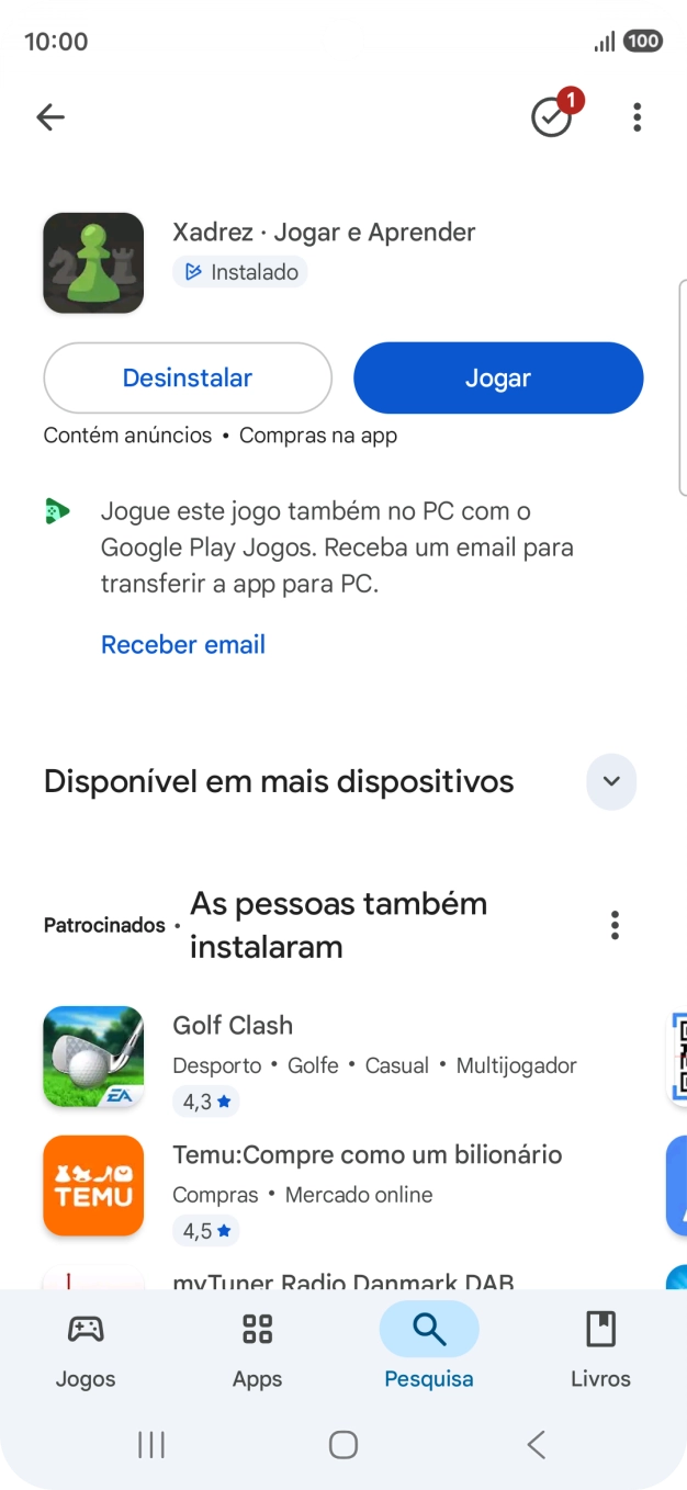 Prima a tecla de início para terminar e voltar ao ecrã inicial.