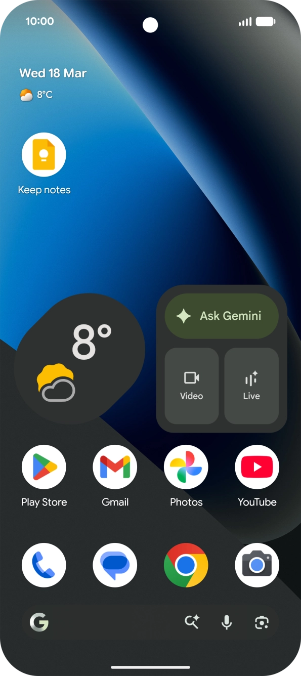 Press and hold the required app icon.