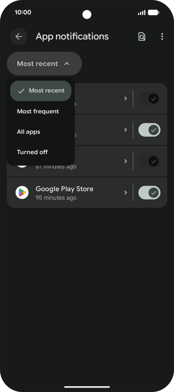 Press the required setting. Press the required setting.