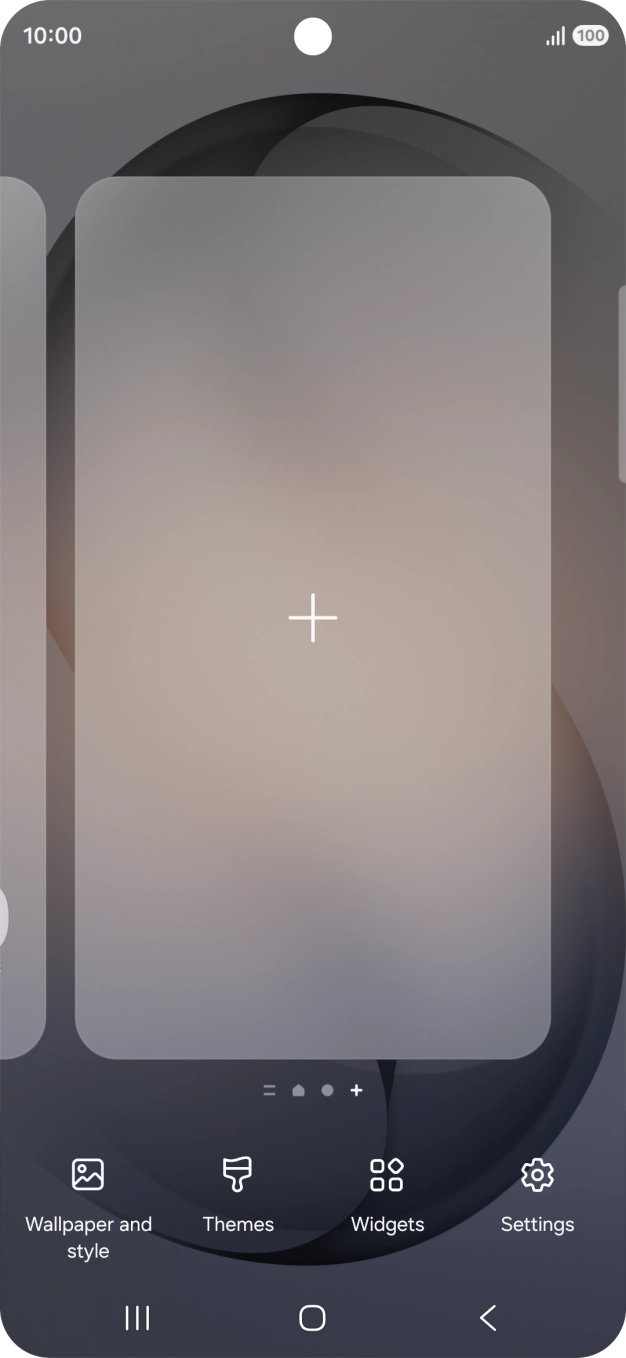 Press the add icon to add a home screen page.