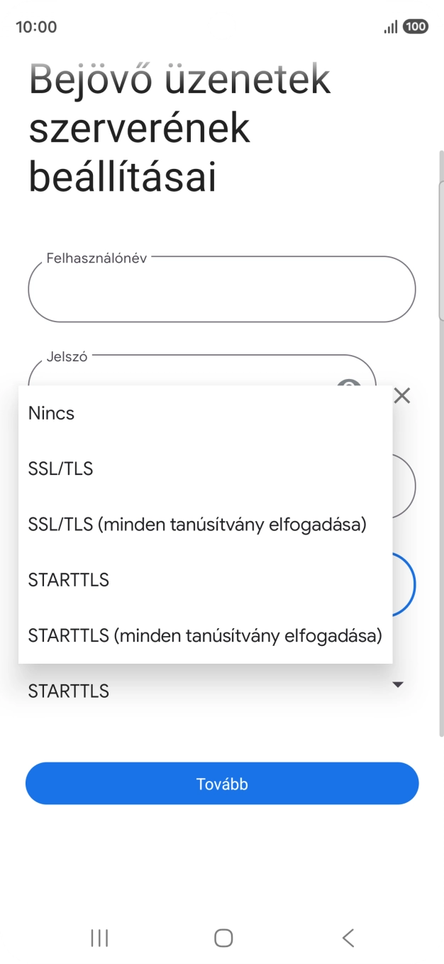 Válaszd az SSL/TLS lehetőséget.