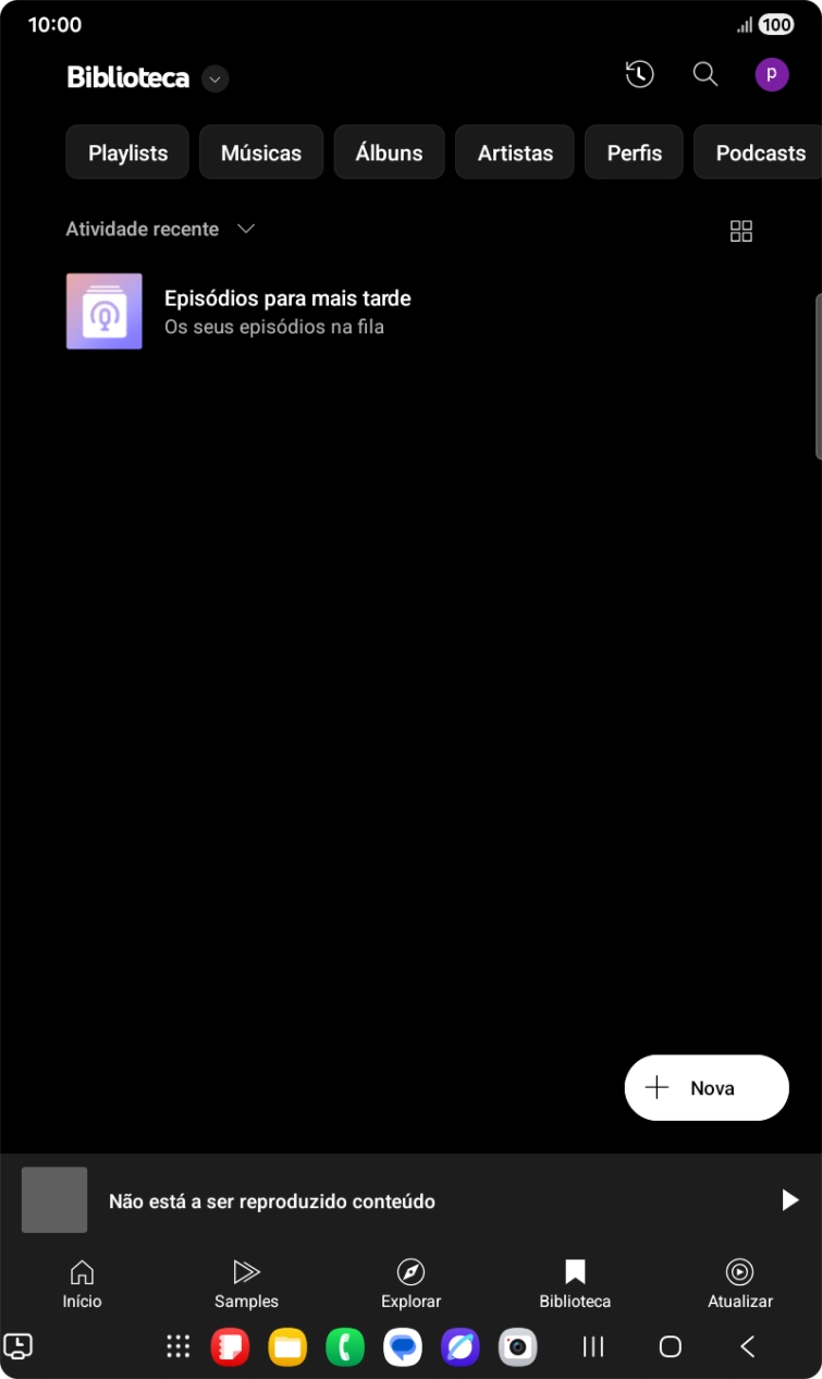 Prima a lista suspensa.