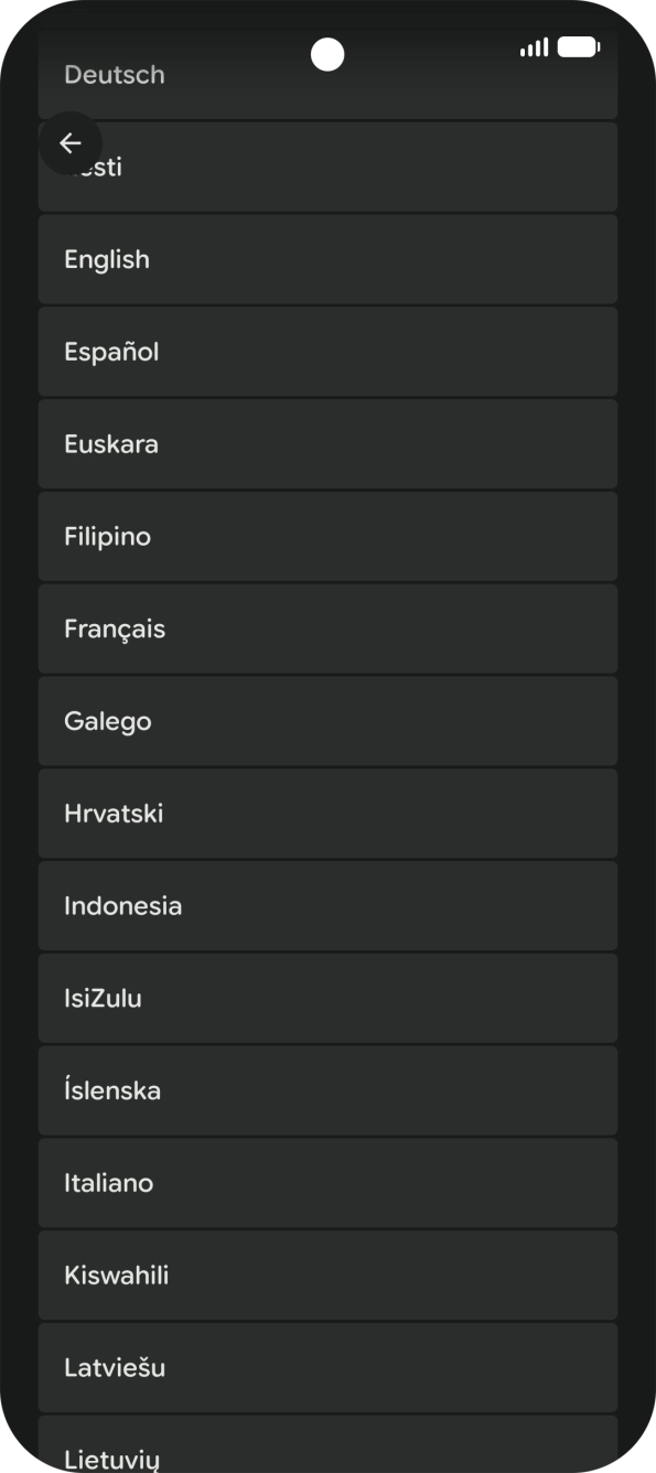 Press the required language. Press the required language.
