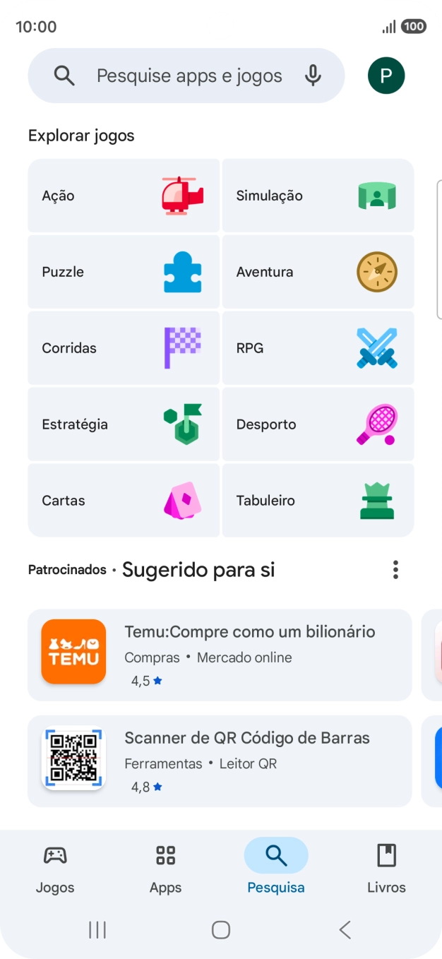Prima a caixa de pesquisa.
