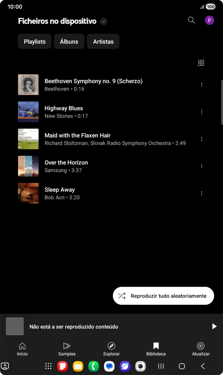 Prima o ficheiro de música pretendido.