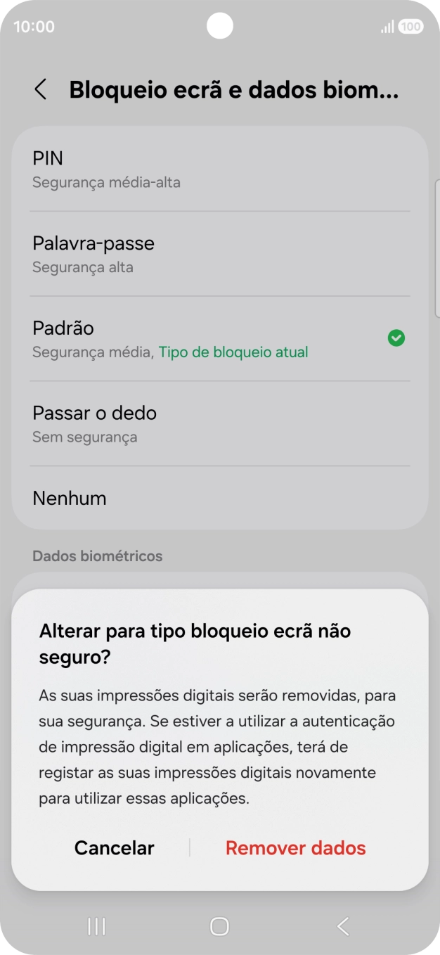 Prima Remover dados.
